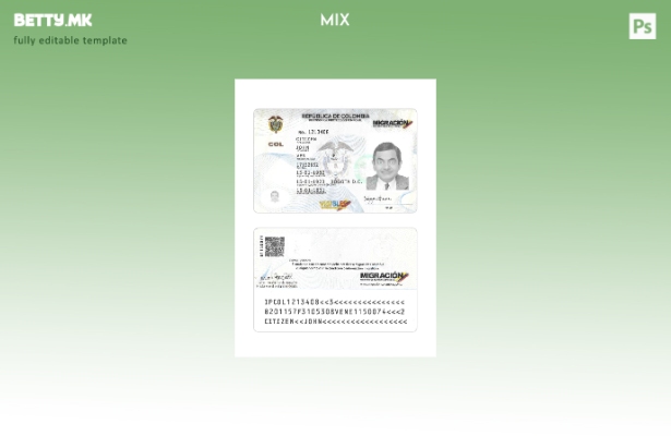 Модерен стил на Колумбија шаблон за картичка за привремена заштита